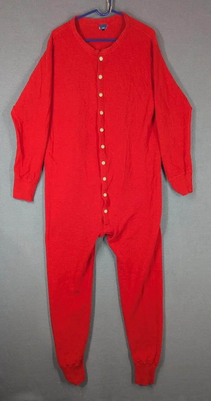 Vintage Duofold Union Suit Cotton Wool Long Johns Thermal Underwear Mens Large